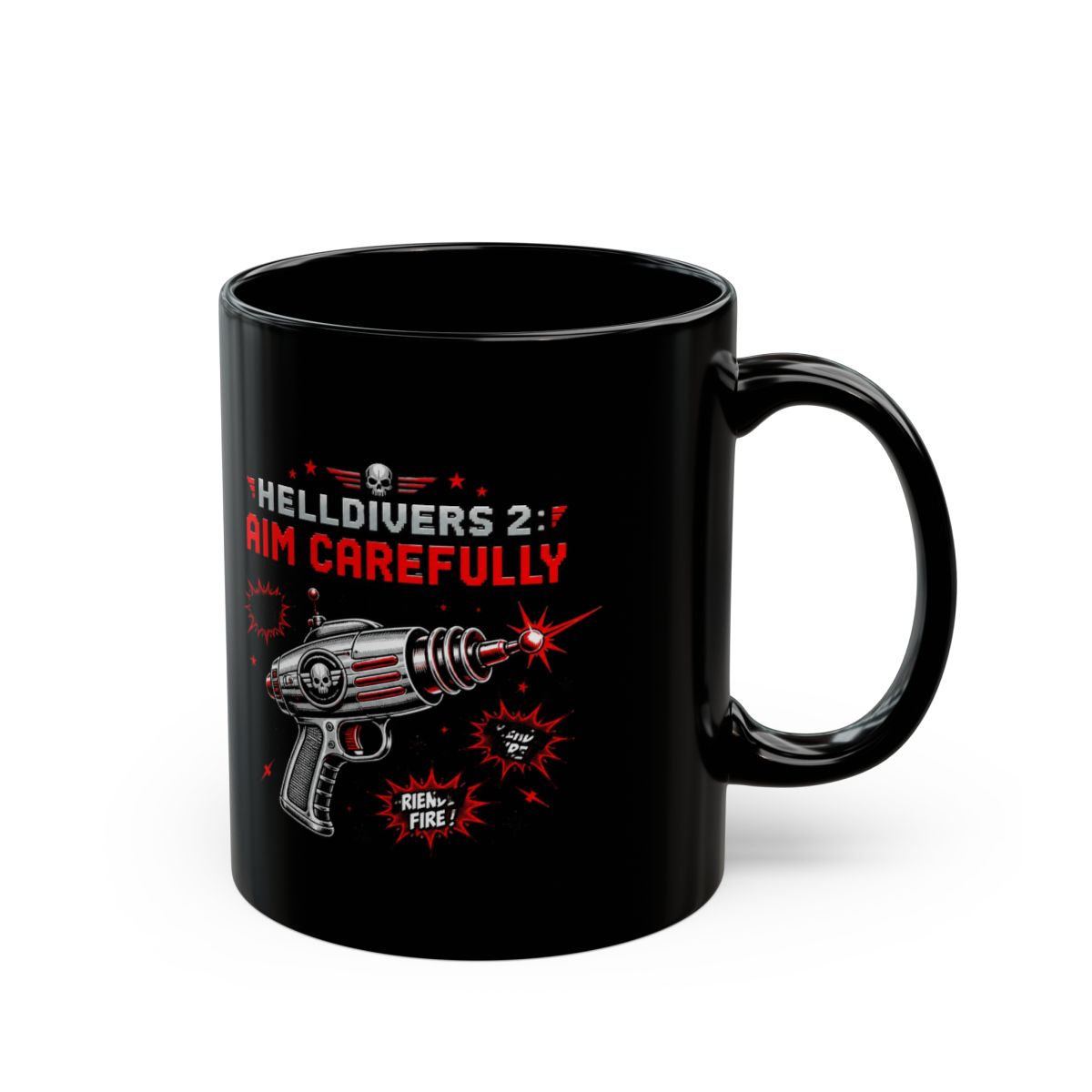 Helldivers 2 "Friendly Fire" Black Mug
